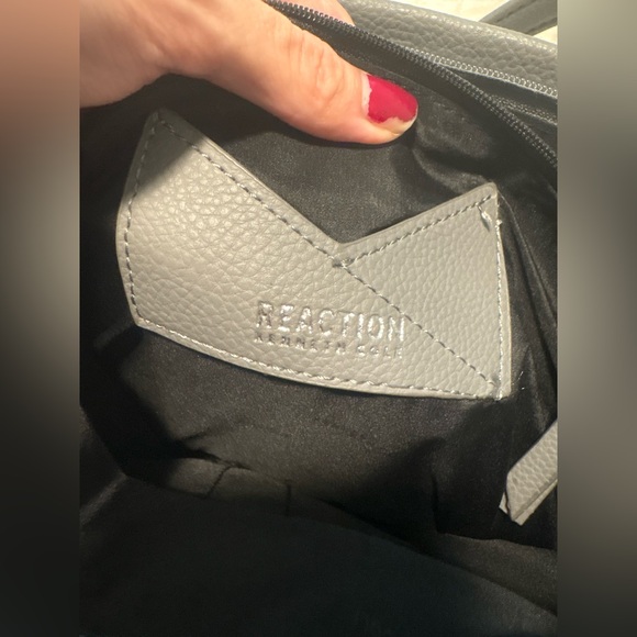 Kenneth Cole Reaction Pebbled Leather Gray Shoulder Bag - Picture 16 of 16